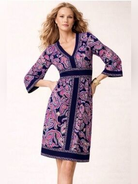 INC International Concepts Bell Sleeve Paisley Dress